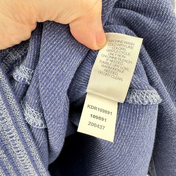 J.Jill Short Dress Womens S Blue Striped Knit Long Sleeve Round Neck Textured - Picture 7 of 7